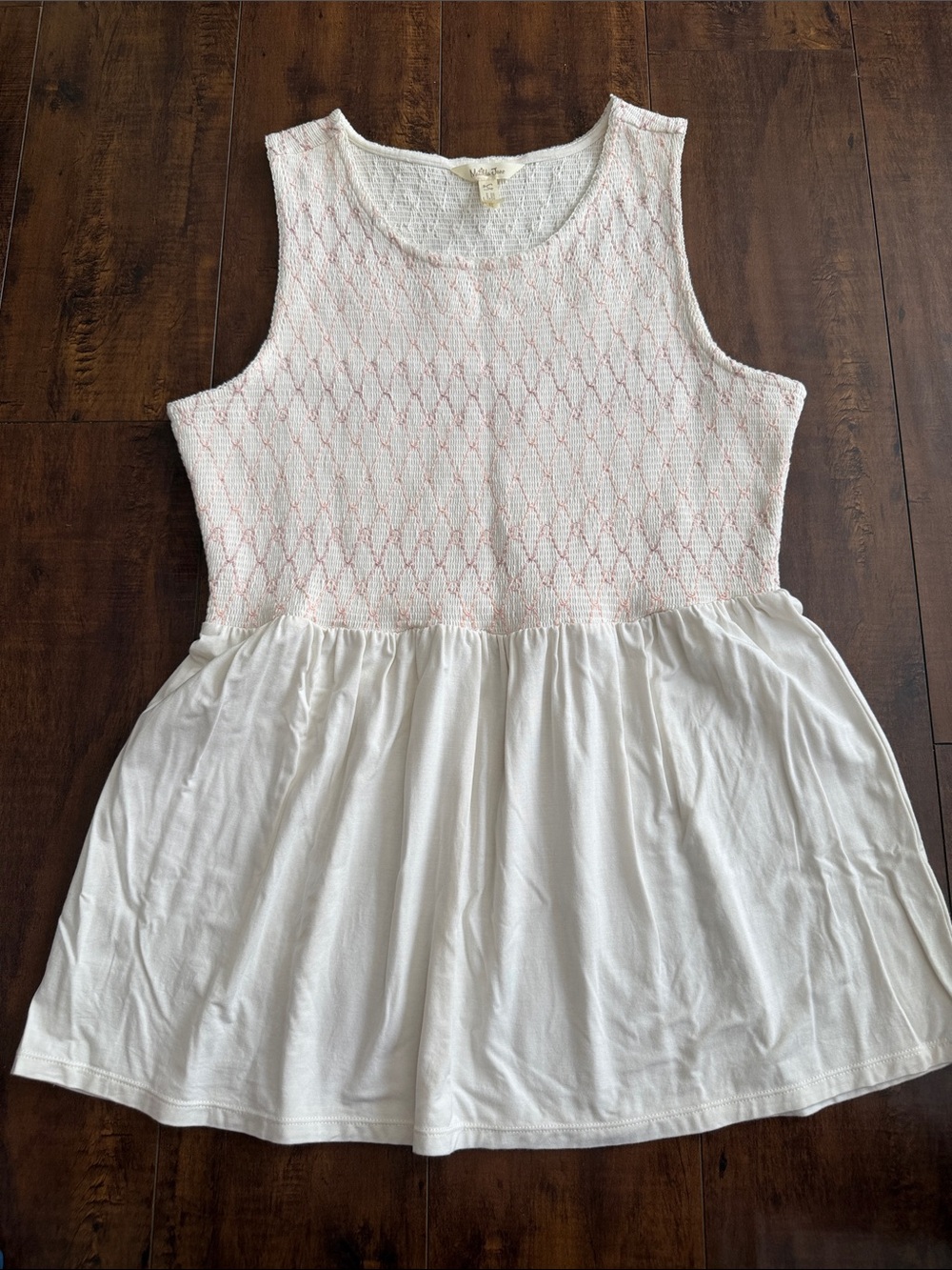 Matilda Jane White Tank Top with Pink Diamond Knit Bodice